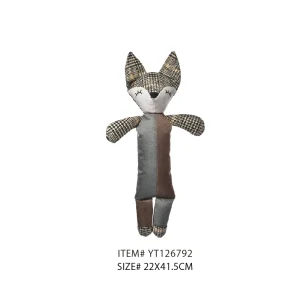 オックスフォード・ファブリック製フォックス・ティース・チュー・ドッグ・トイ