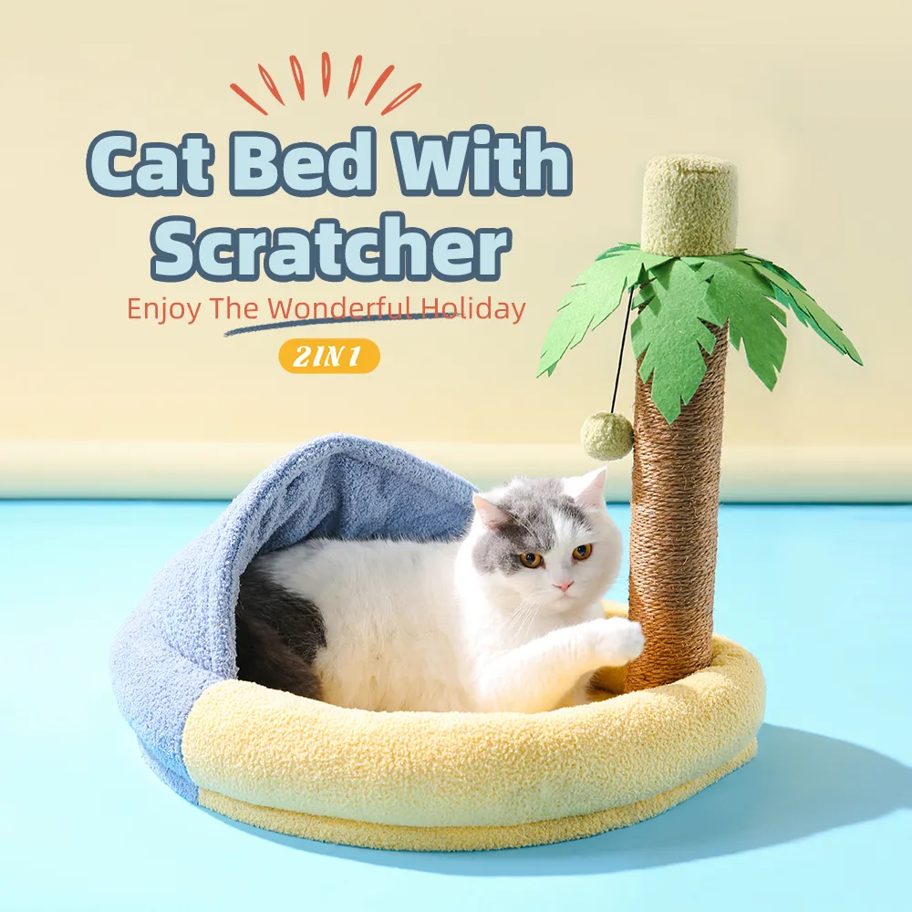 Кровать для кошек 2-в-1 с когтеточкой
