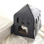 grey felt cat bed