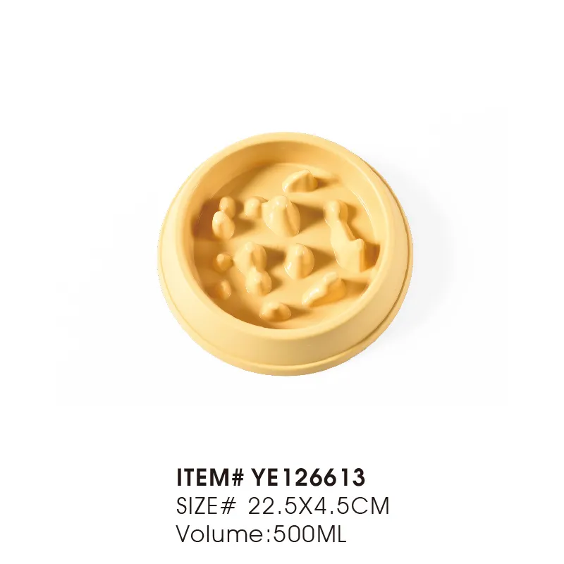 tigelas de comida de cachorro amarelas