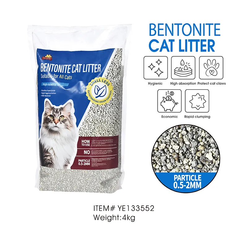 Litière pour chat en bentonite cassée avec des particules de carbone