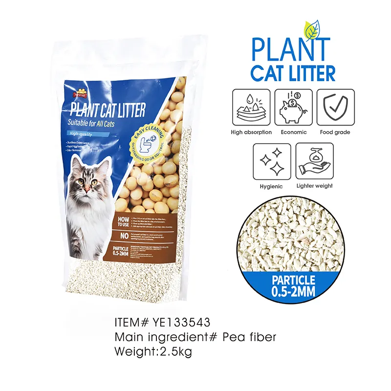 Litière pour chat en fibres de pois cassées