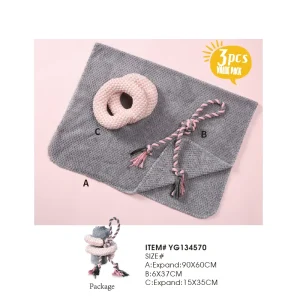 犬のおもちゃセット3ピース犬毛布ロープ噛むおもちゃ