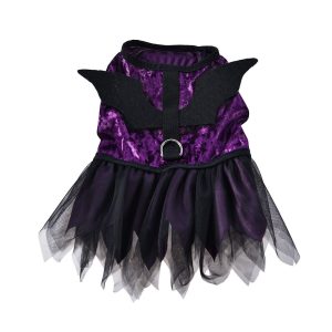 Roupas de Halloween para Animais de Estimação Vestidos de Gato Cão Giro com Asa Preta