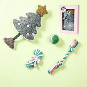 Caja de juguetes navideña para perros