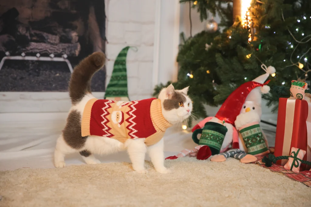 Jerseys navideños de gatos