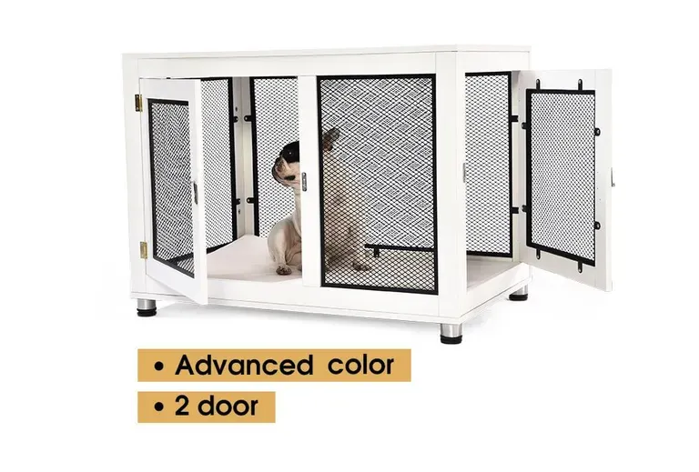 Jaula de madera y metal para perros