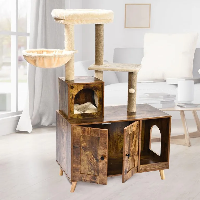 кошачье дерево с вольером для туалета