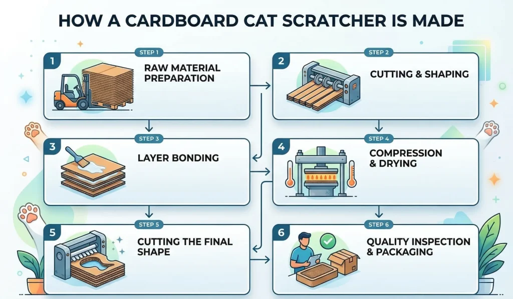 Wie ein Katzenkratzer aus Pappe hergestellt wird