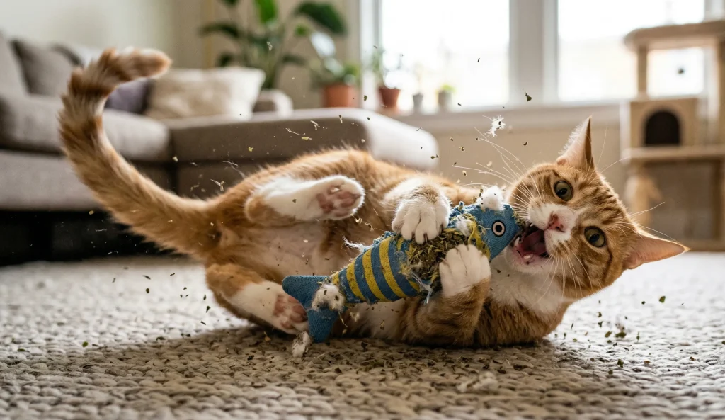 Jouer avec de l'herbe à chat Jouets pour chats