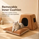 Cozy Enclosed Cat Cave Bed Soft Pet House Removable