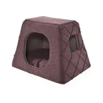 Cozy Enclosed Cat Cave Bed Soft Pet House Purple
