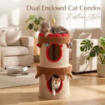 Dual Enclosed Cat Tree Tower Condo Scratcher main