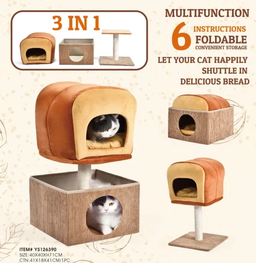 3-in-1 Multifunctional Cat Scratching Tree